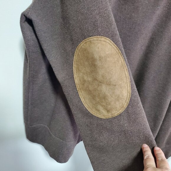 POLO RALPH LAUREN Shawl-Collar Pullover Sweatshirt Elbow Patch Brown Women's XL - Picture 8 of 13